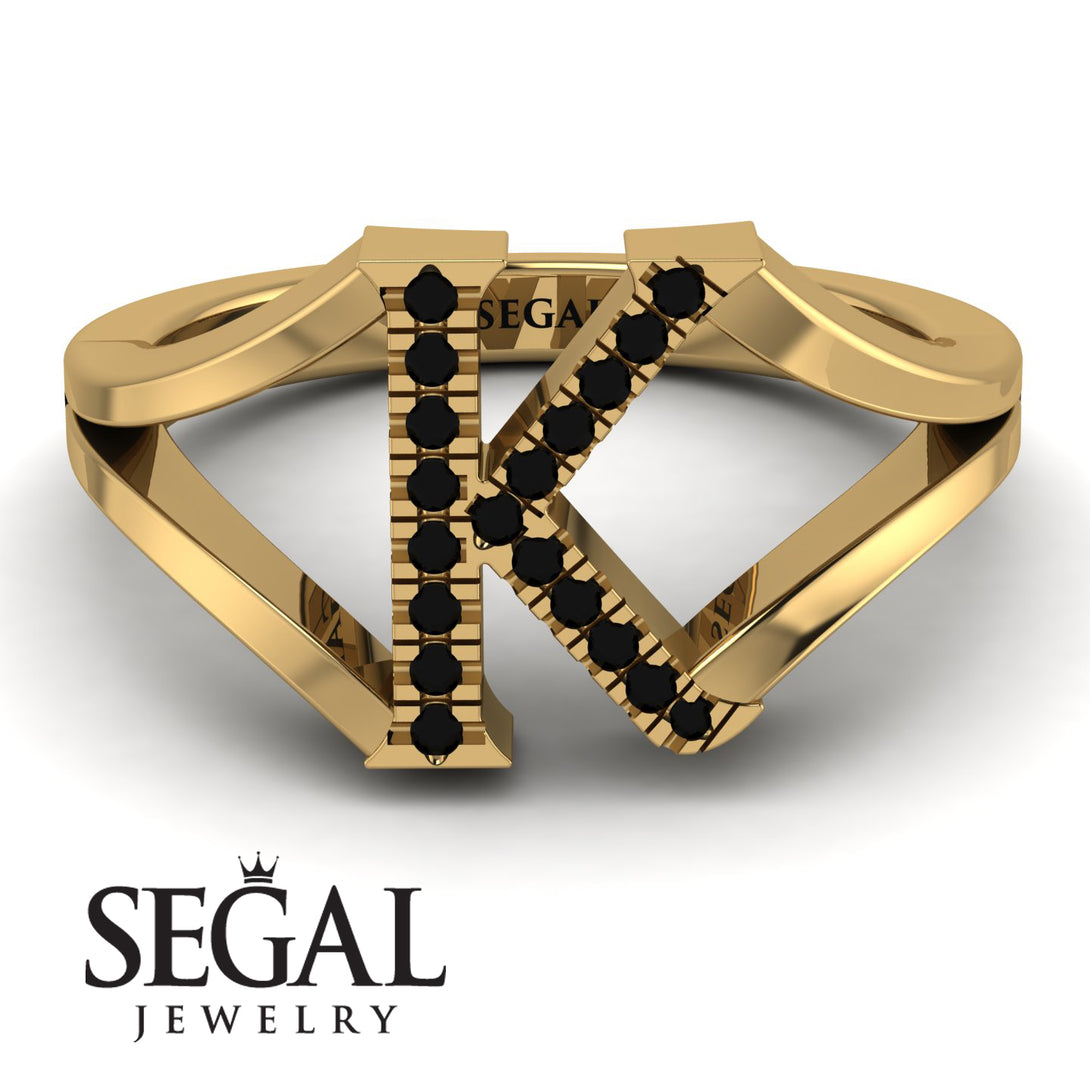Black Diamond Initial K Ring