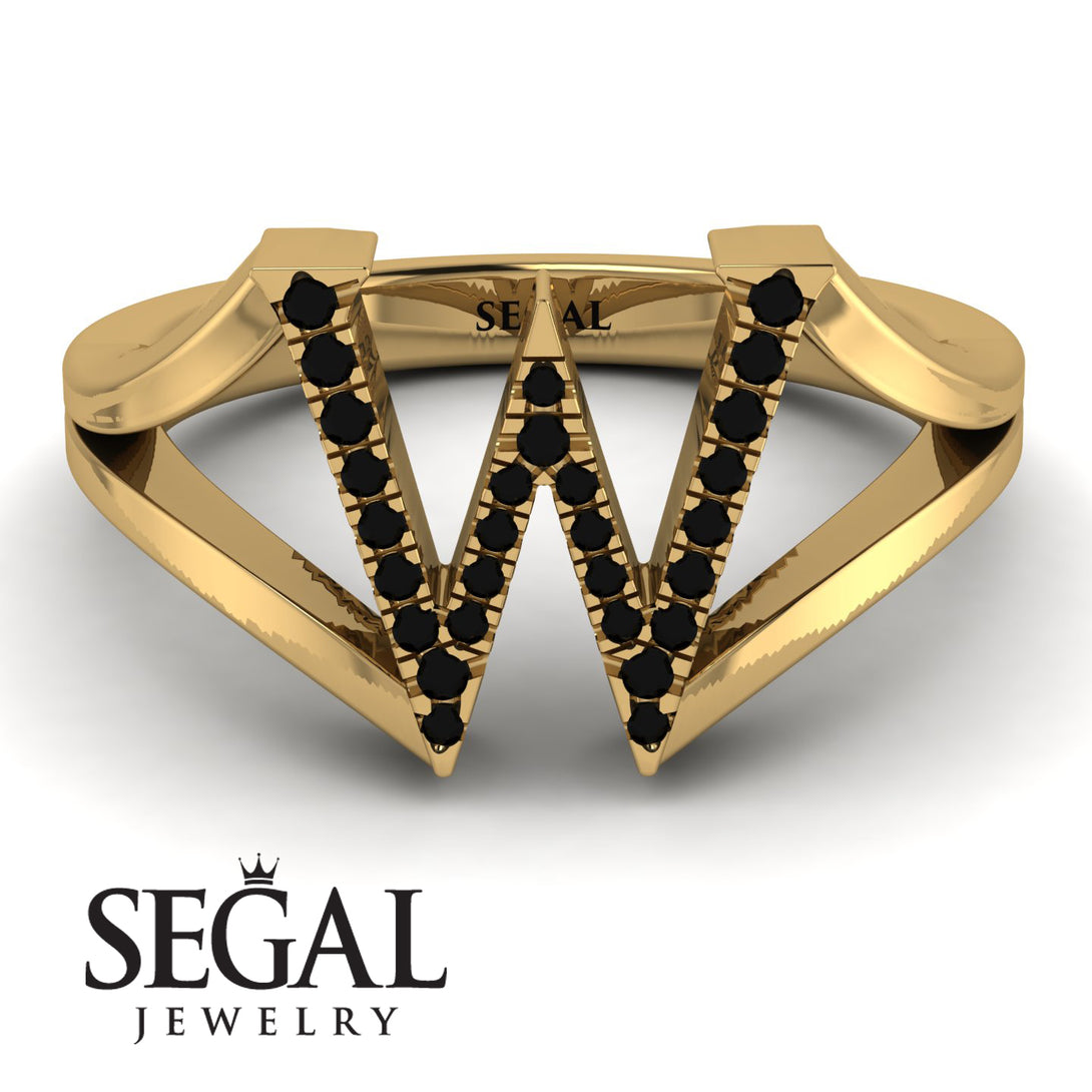 Black Diamond Initial W Ring