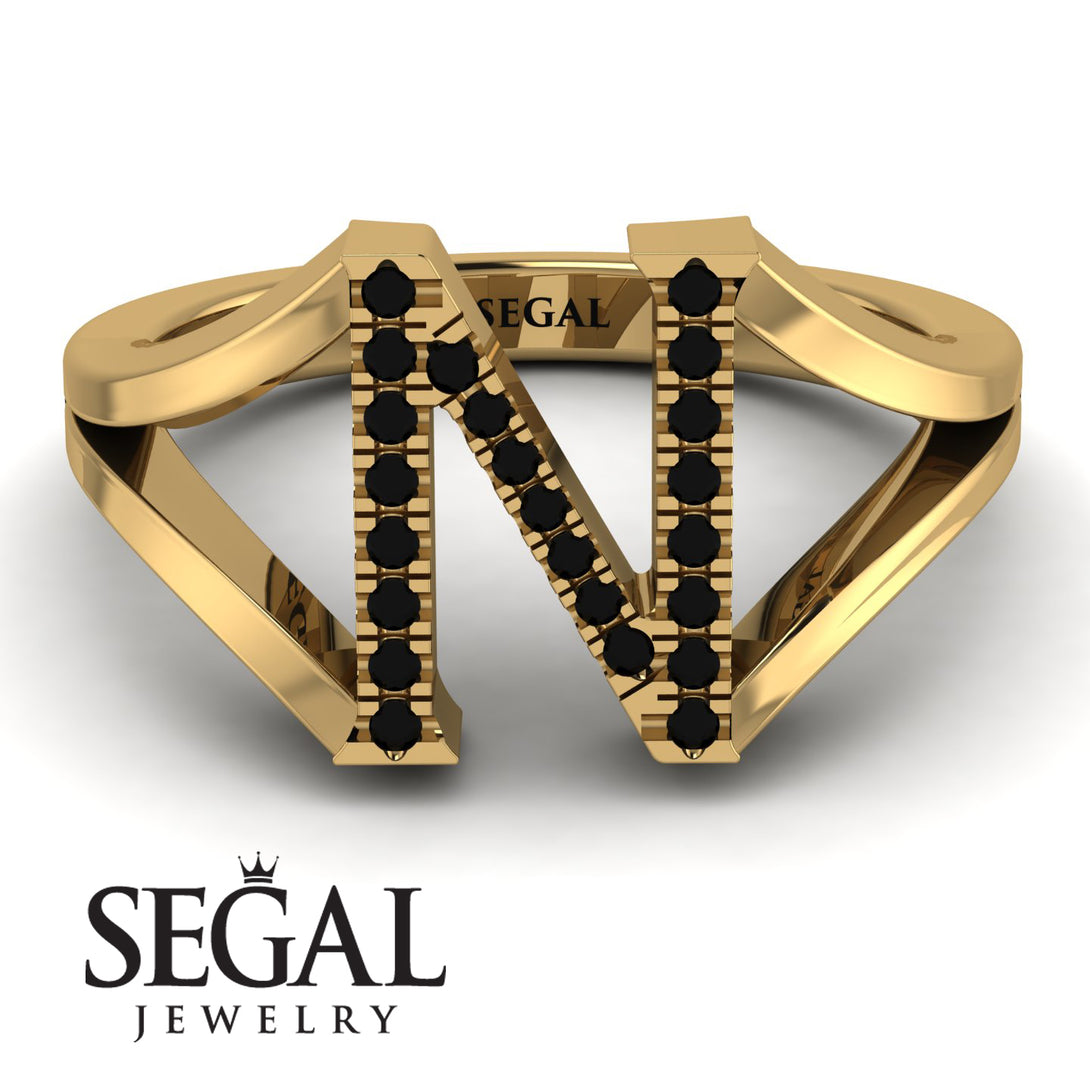 Black Diamond Initial N Ring