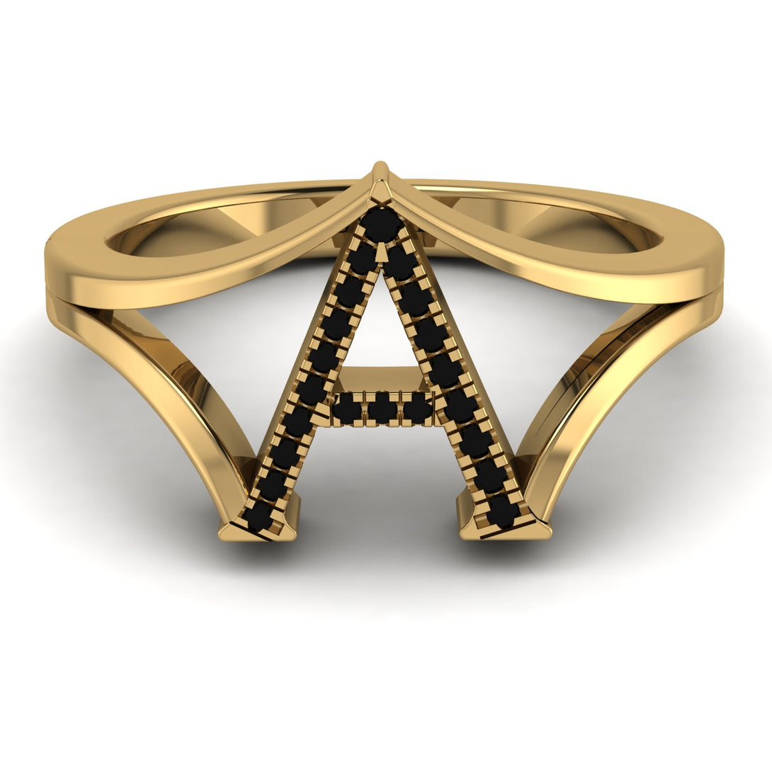 Black Diamond Initial A Ring