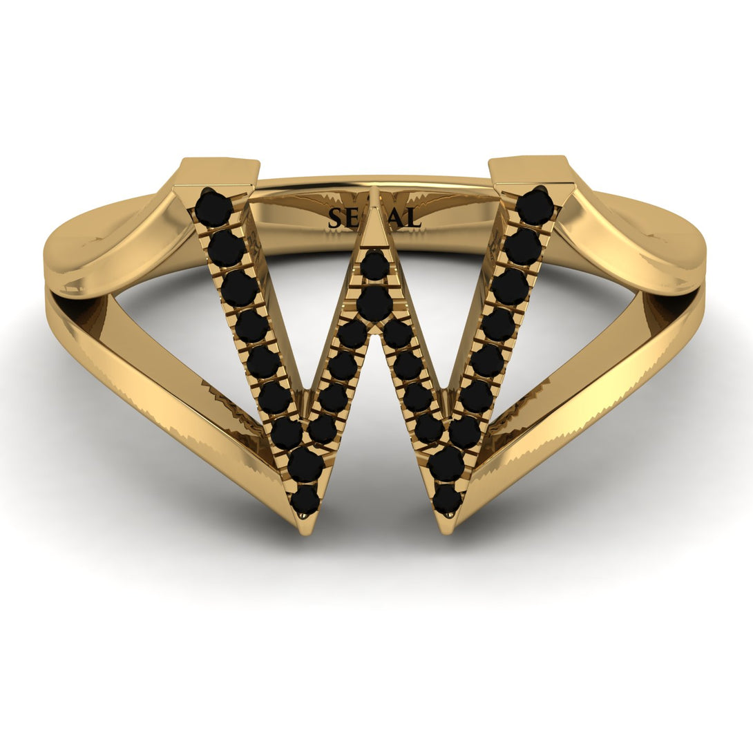 Black Diamond Initial W Ring