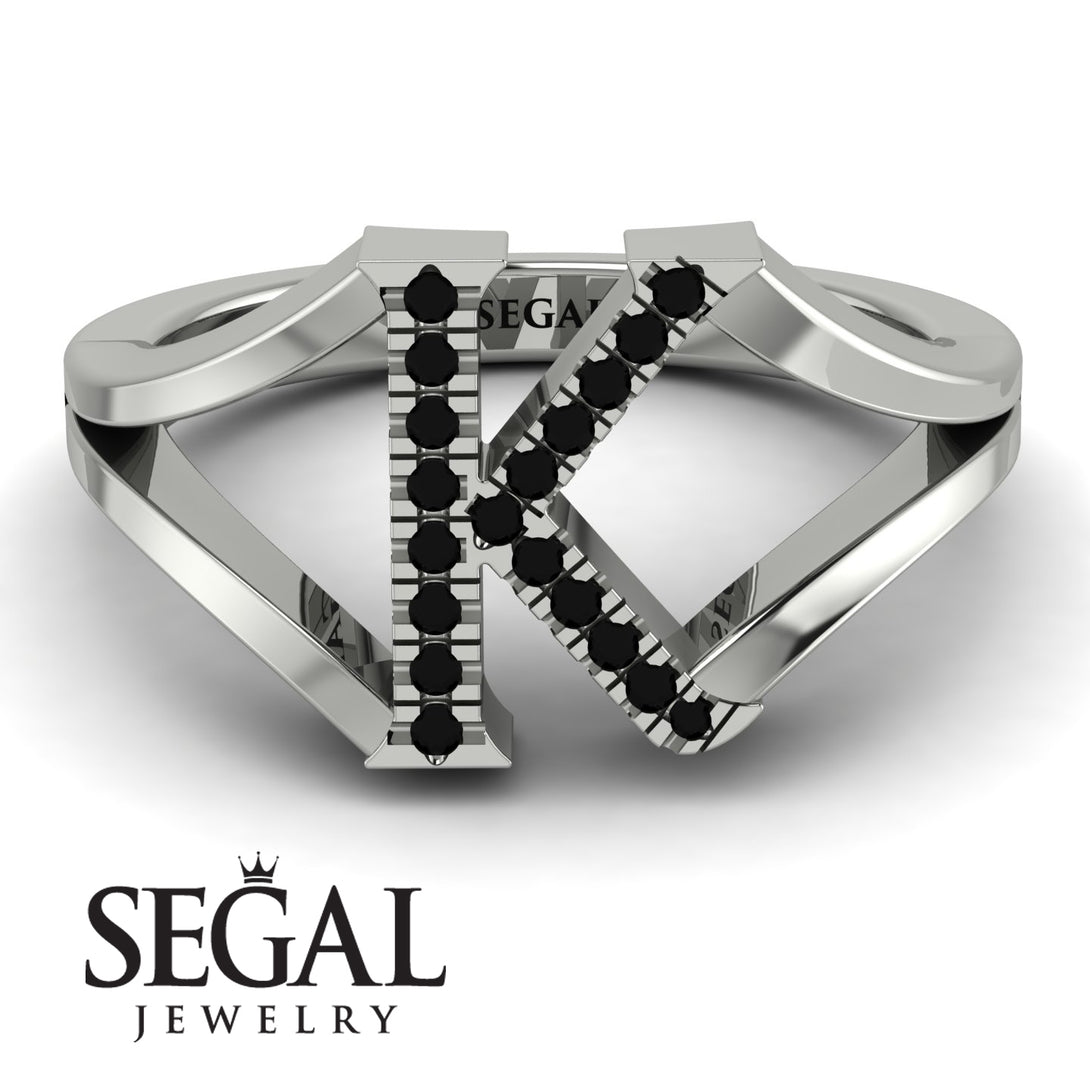 Black Diamond Initial K Ring