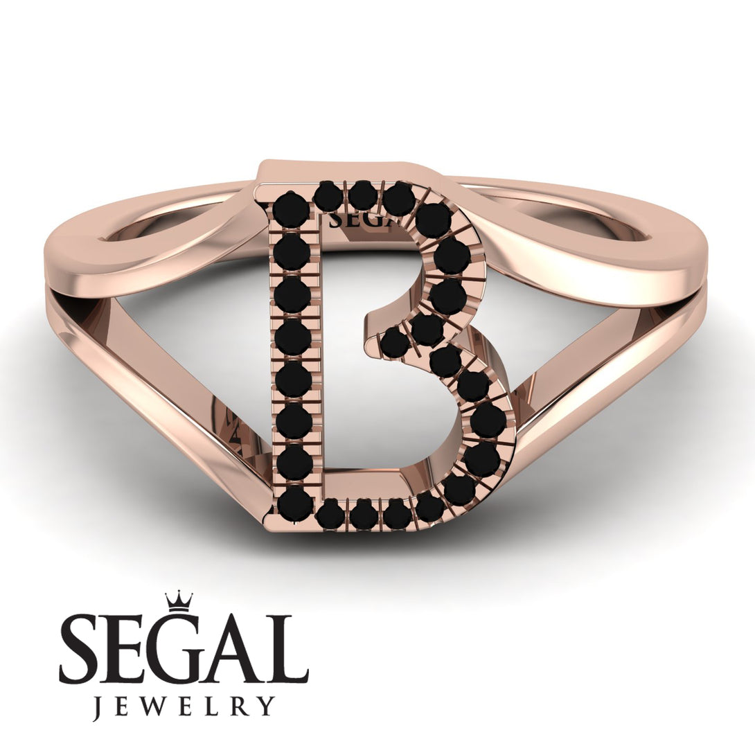 Black Diamond Initial B Ring