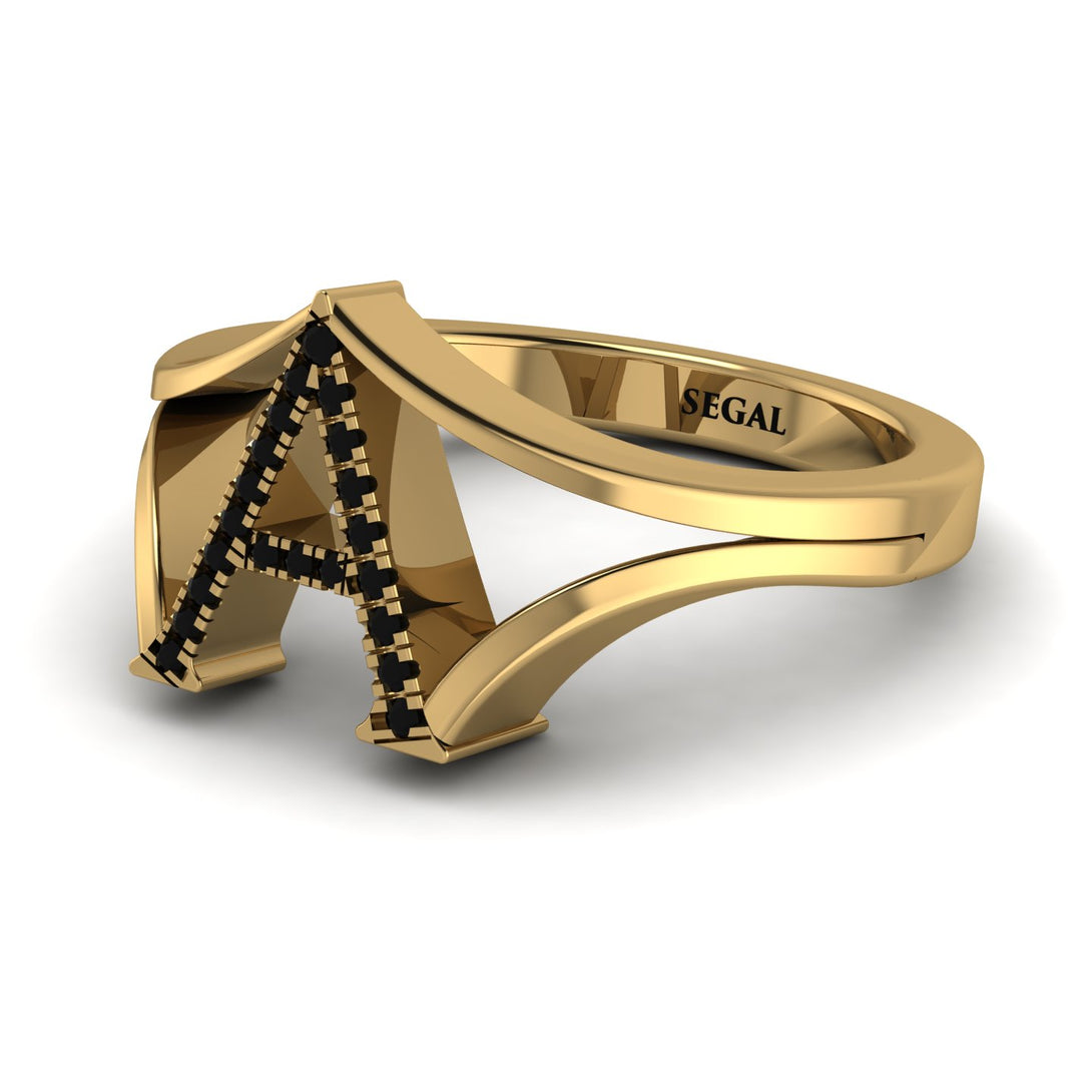 Black Diamond Initial A Ring