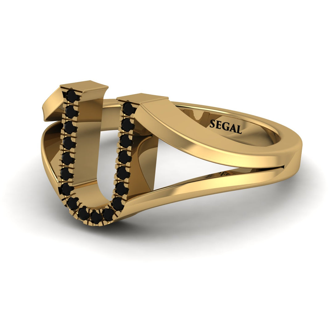 Black Diamond Initial U Ring