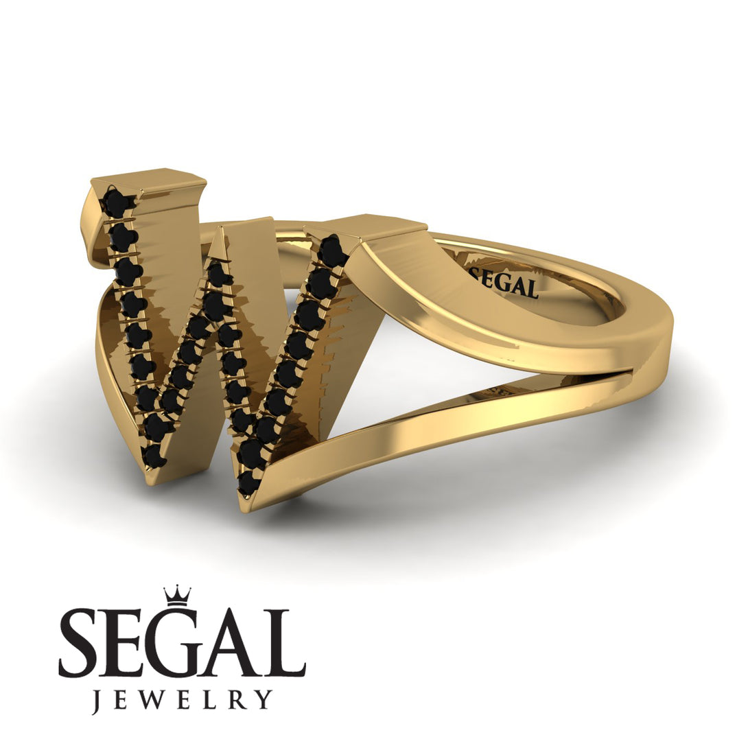 Black Diamond Initial W Ring