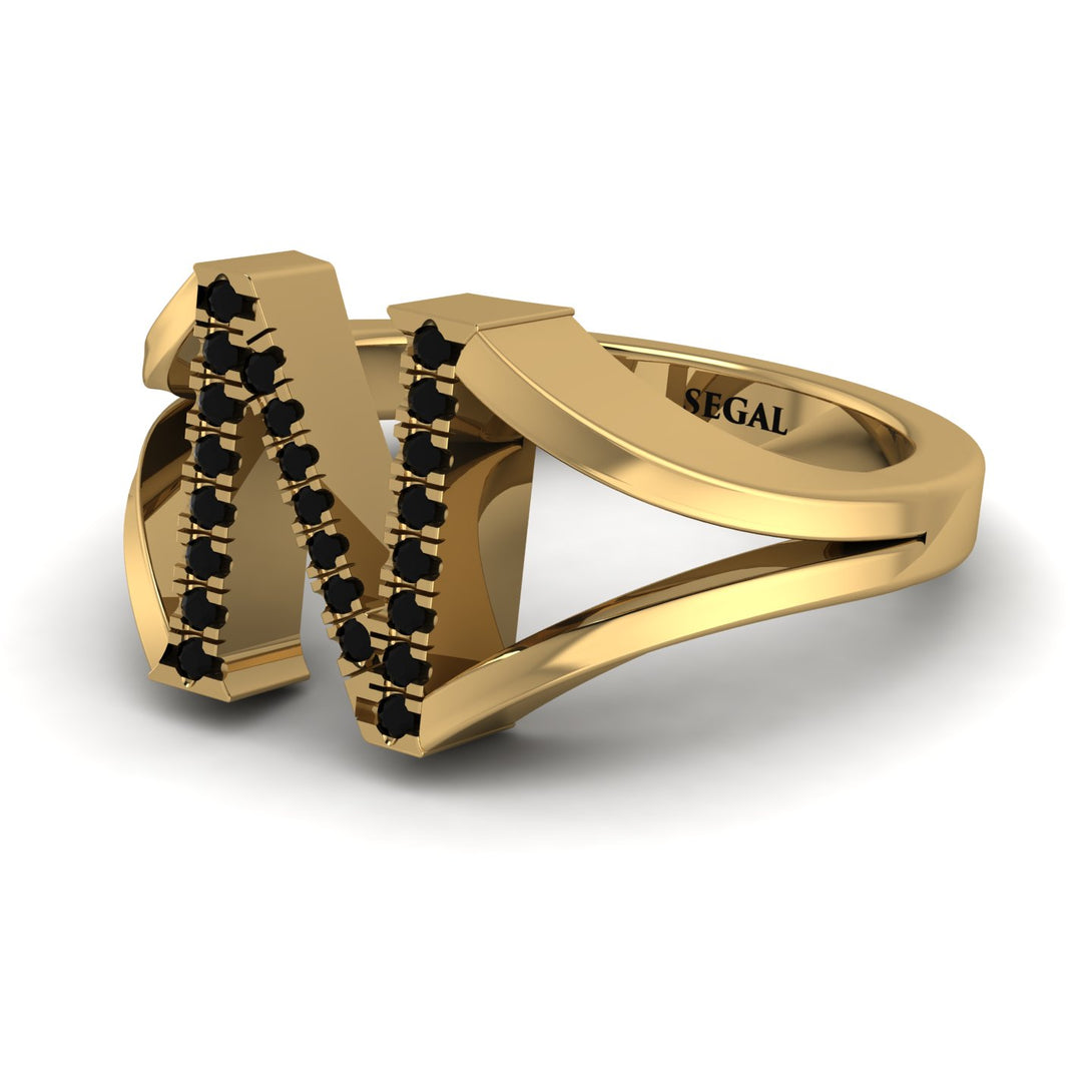 Black Diamond Initial N Ring