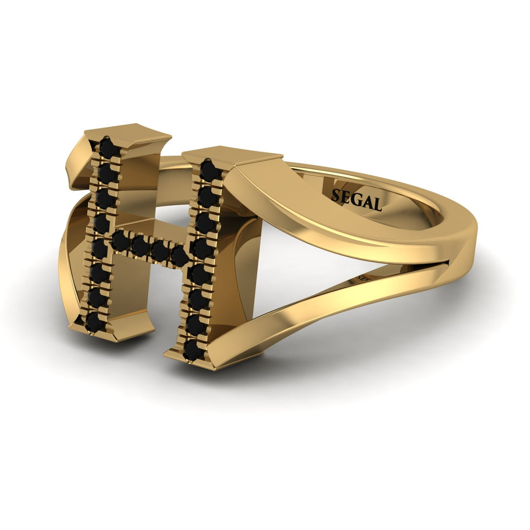 Black Diamond Initial H Ring