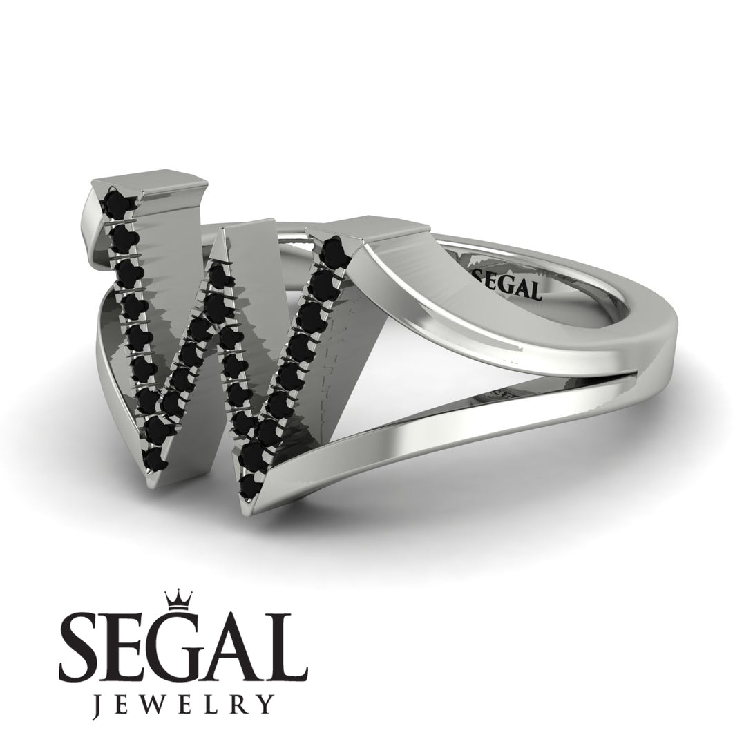 Black Diamond Initial W Ring