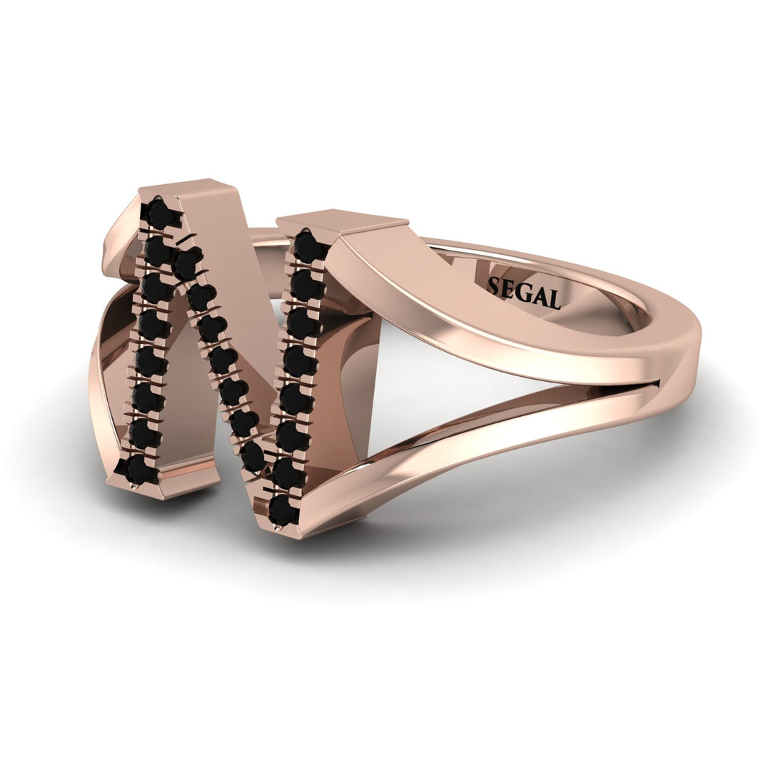 Black Diamond Initial N Ring