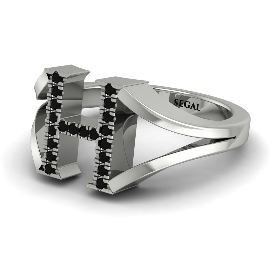 Black Diamond Initial H Ring