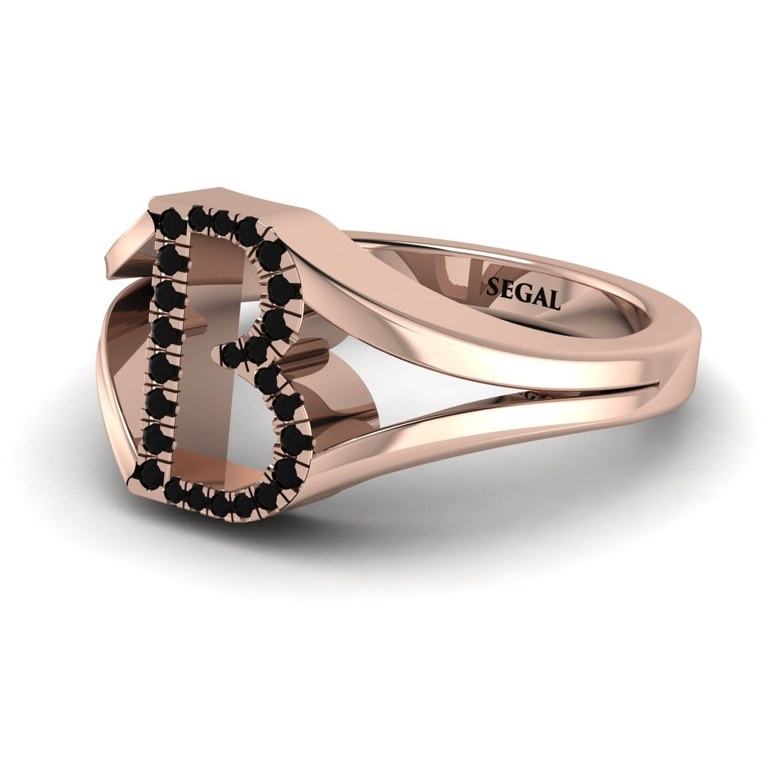 Black Diamond Initial B Ring