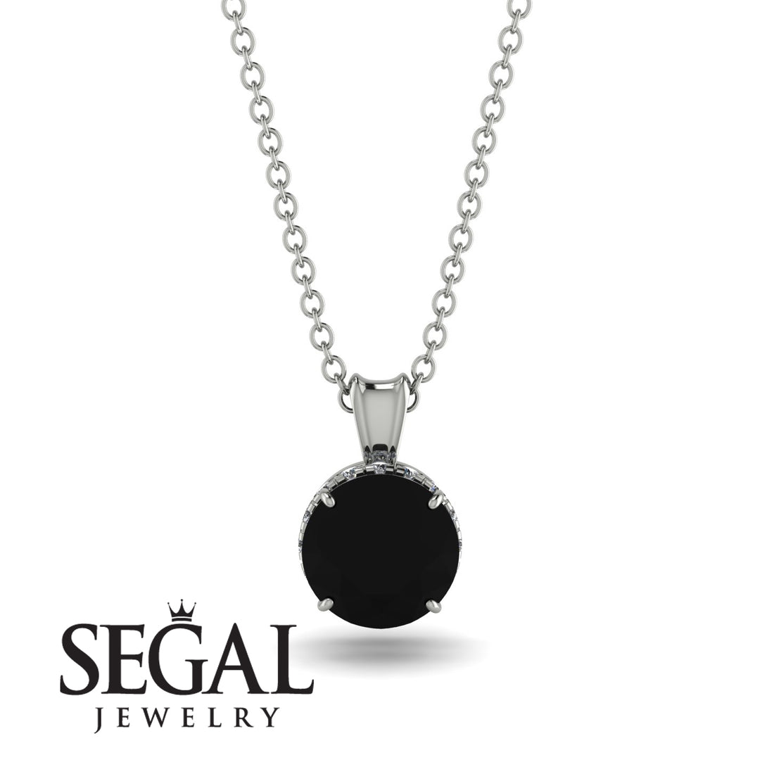 Black Diamond Necklace With Hidden Halo - Adaline No. 9