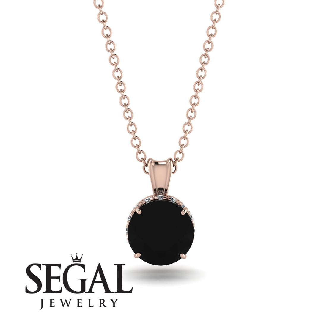 Black Diamond Necklace With Hidden Halo - Adaline No. 8
