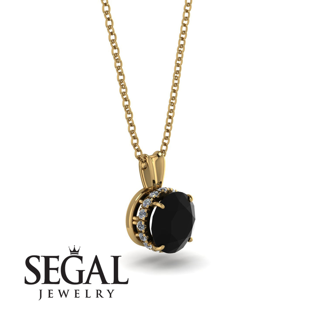 Black Diamond Necklace With Hidden Halo - Adaline No. 7