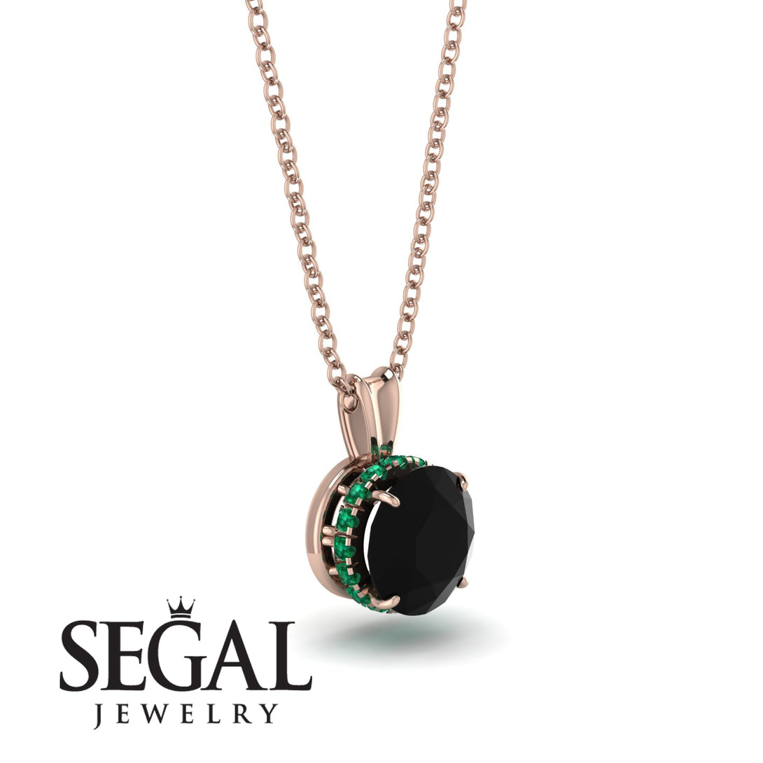 Black Diamond Necklace With Hidden Halo - Adaline No. 23