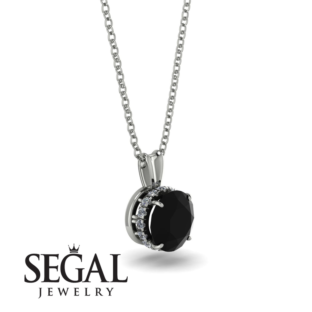 Black Diamond Necklace With Hidden Halo - Adaline No. 9