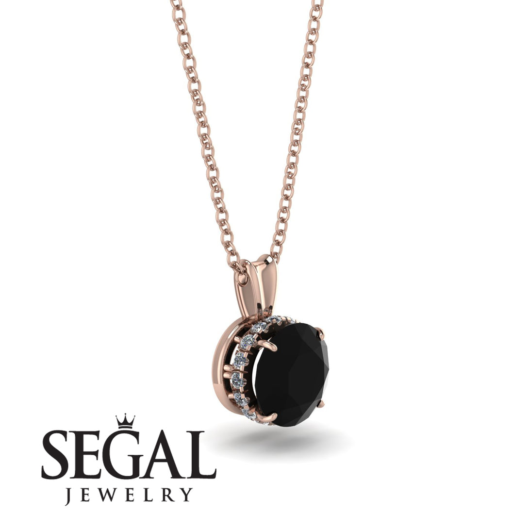 Black Diamond Necklace With Hidden Halo - Adaline No. 8