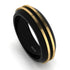 Black Men Ring With 2 Golden Lines - Steven No. 1