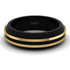 Black Men Ring With 2 Golden Lines - Steven No. 1