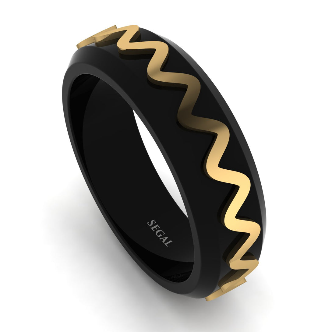 Black Ring with Golden Waves - Timothy No. 1