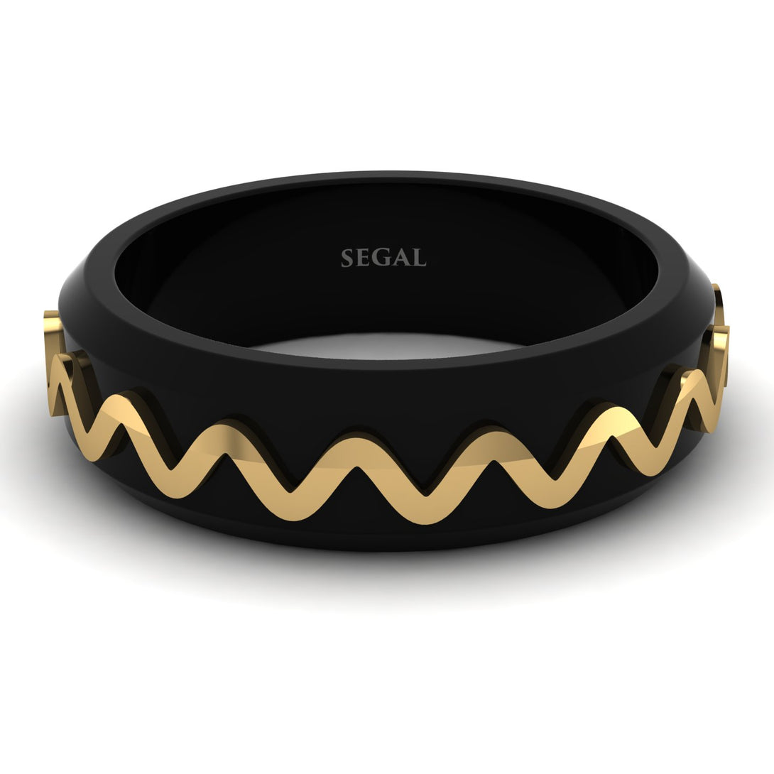Black Ring with Golden Waves - Timothy No. 1