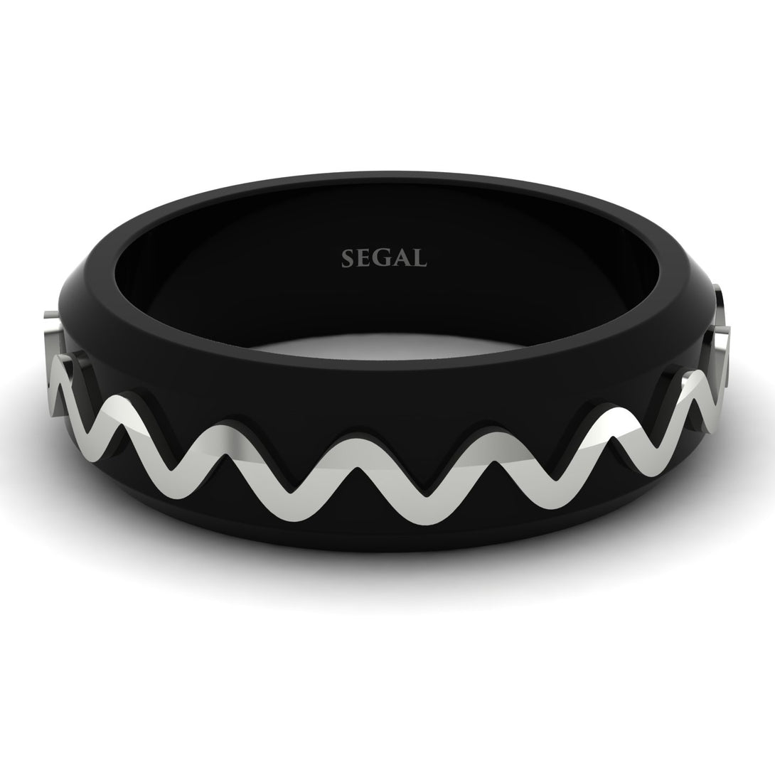 Black Ring with Golden Waves - Timothy No. 3