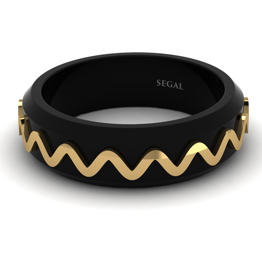 Black Ring with Golden Waves - Timothy No. 1