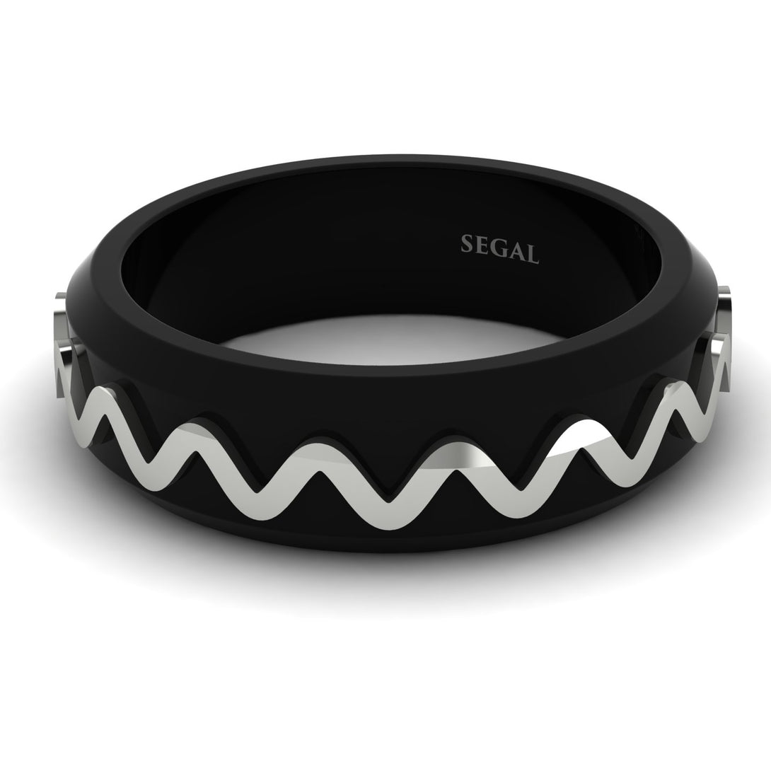 Black Ring with Golden Waves - Timothy No. 3