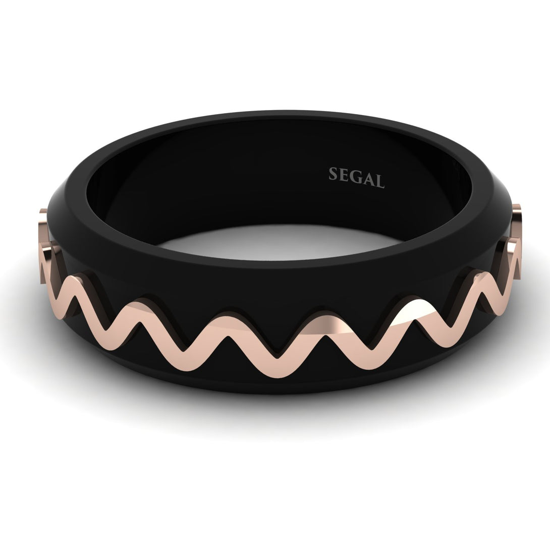 Black Ring with Golden Waves - Timothy No. 2