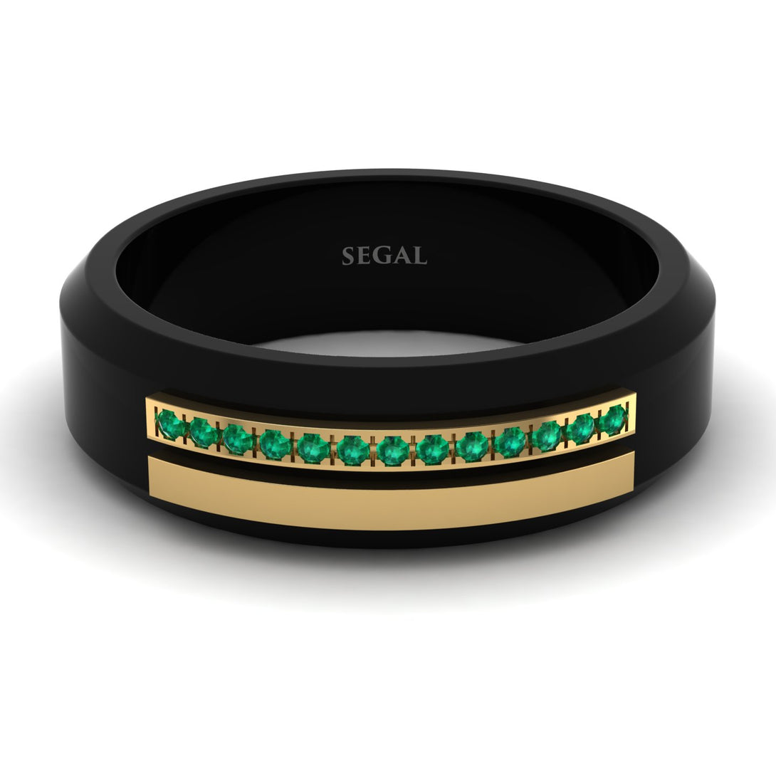 Black Titanium Emerald Ring - George No. 4