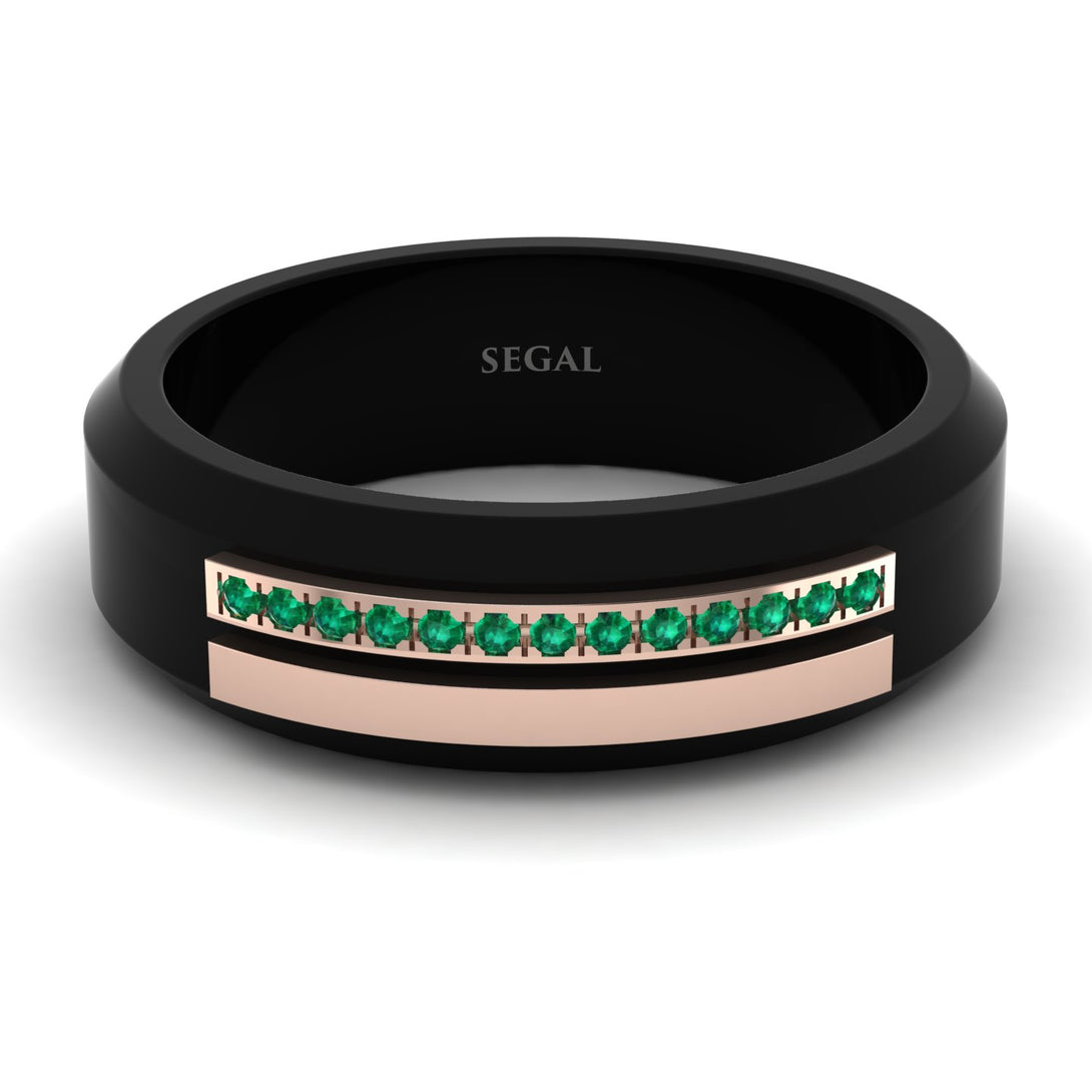 Black Titanium Emerald Ring - George No. 5