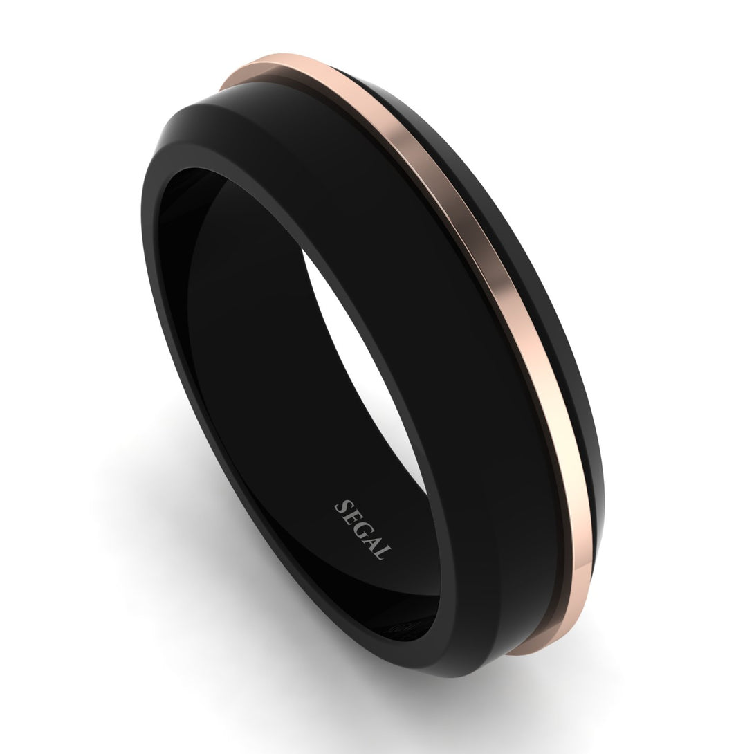 Black Titanium Gold Wedding Ring - Paul No. 2