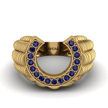 Sapphire Men Horseshoe Luck Ring - Gerald No. 13 image 1