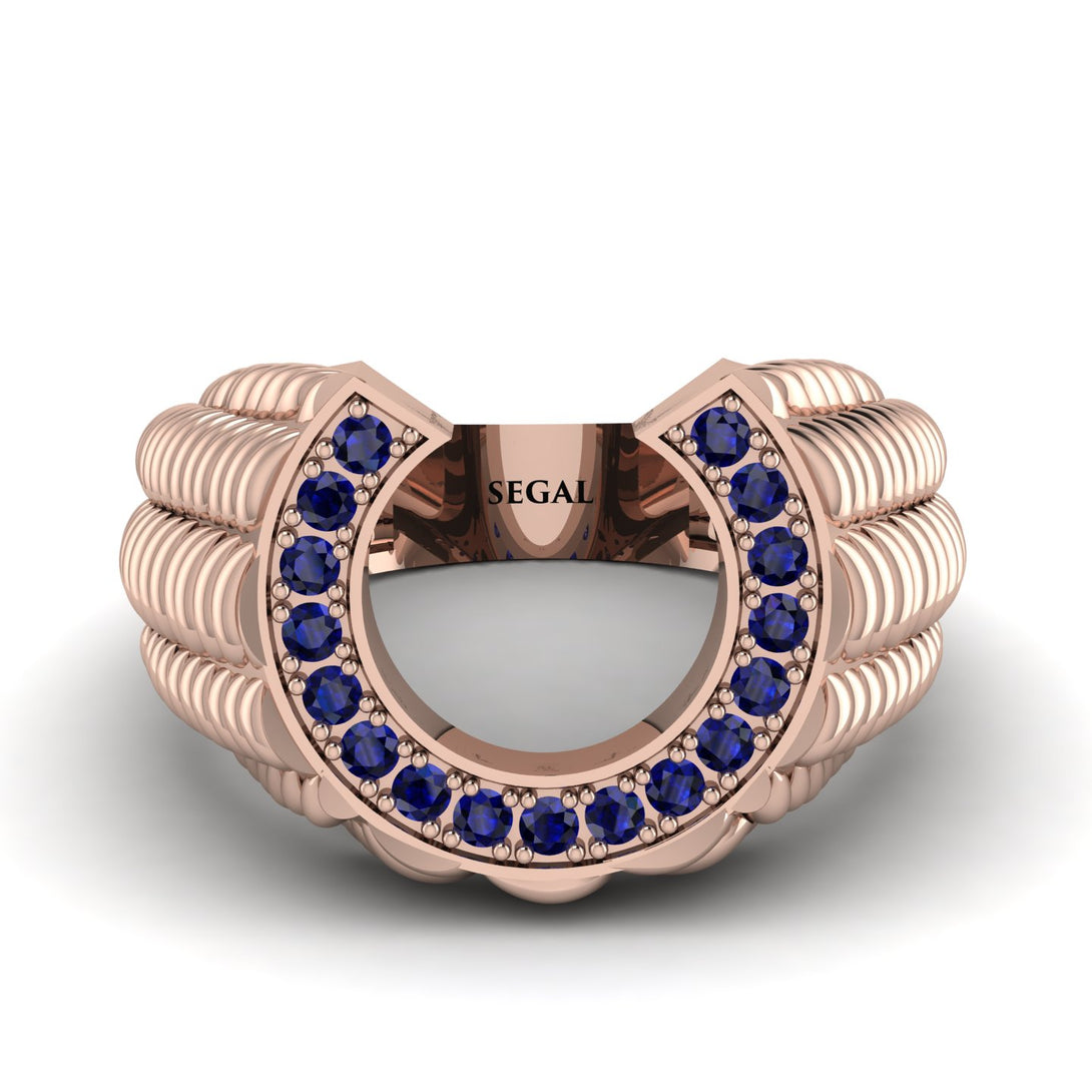 Sapphire Men Horseshoe Luck Ring - Gerald No. 14