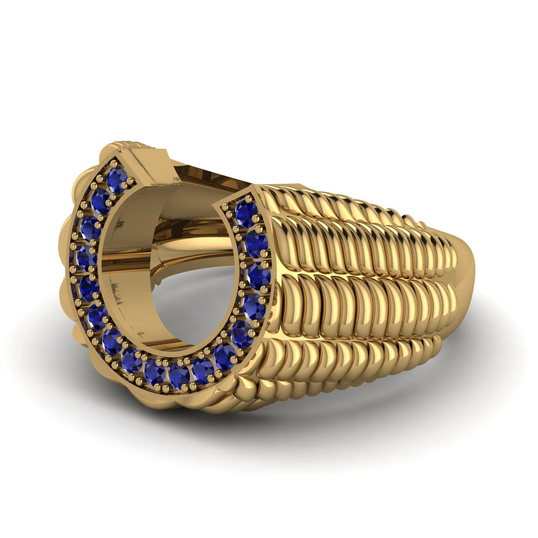 Sapphire Men Horseshoe Luck Ring - Gerald No. 13