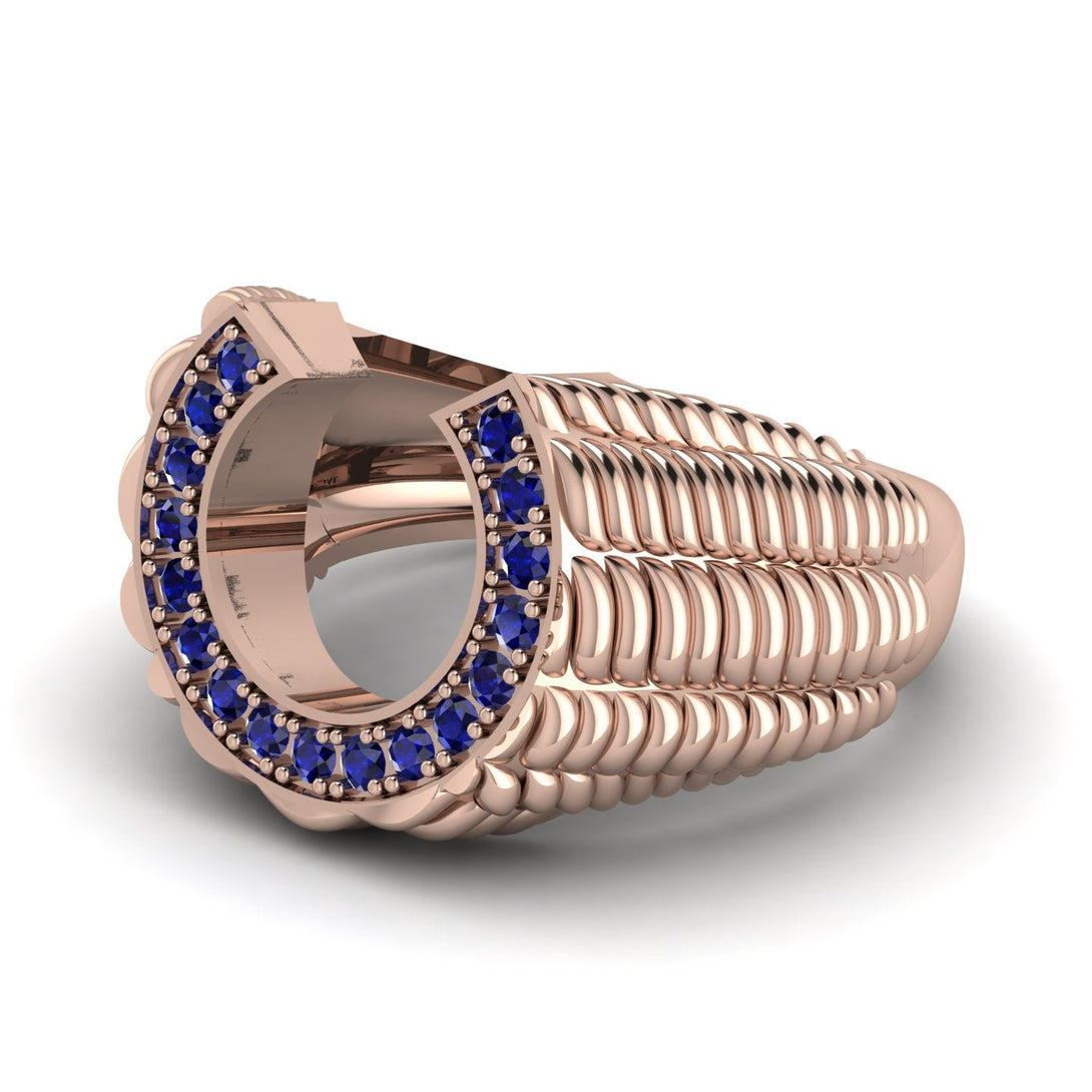 Sapphire Men Horseshoe Luck Ring - Gerald No. 14