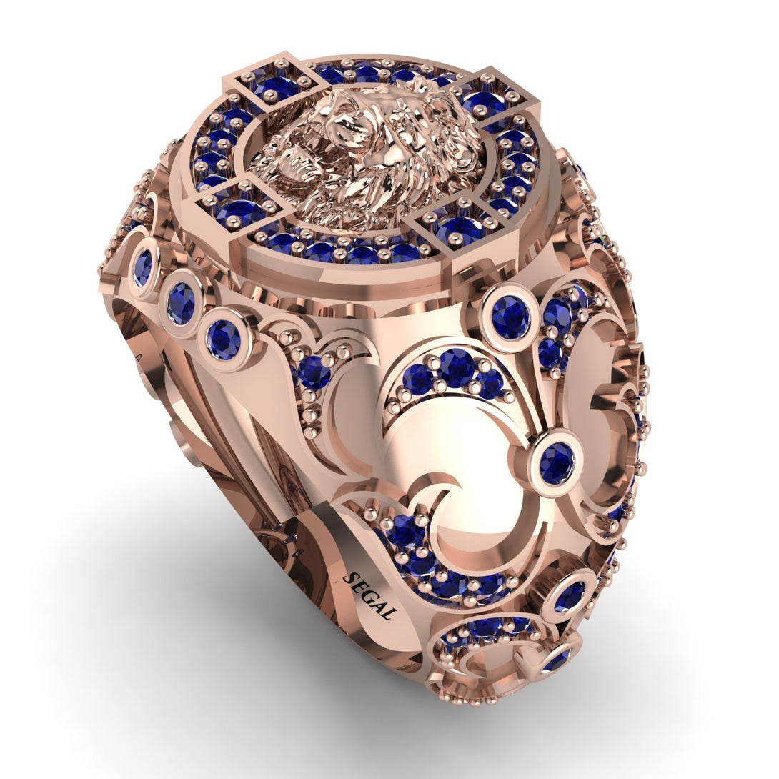 Sapphire Royal Lion Men Signet Ring - Terry No. 14