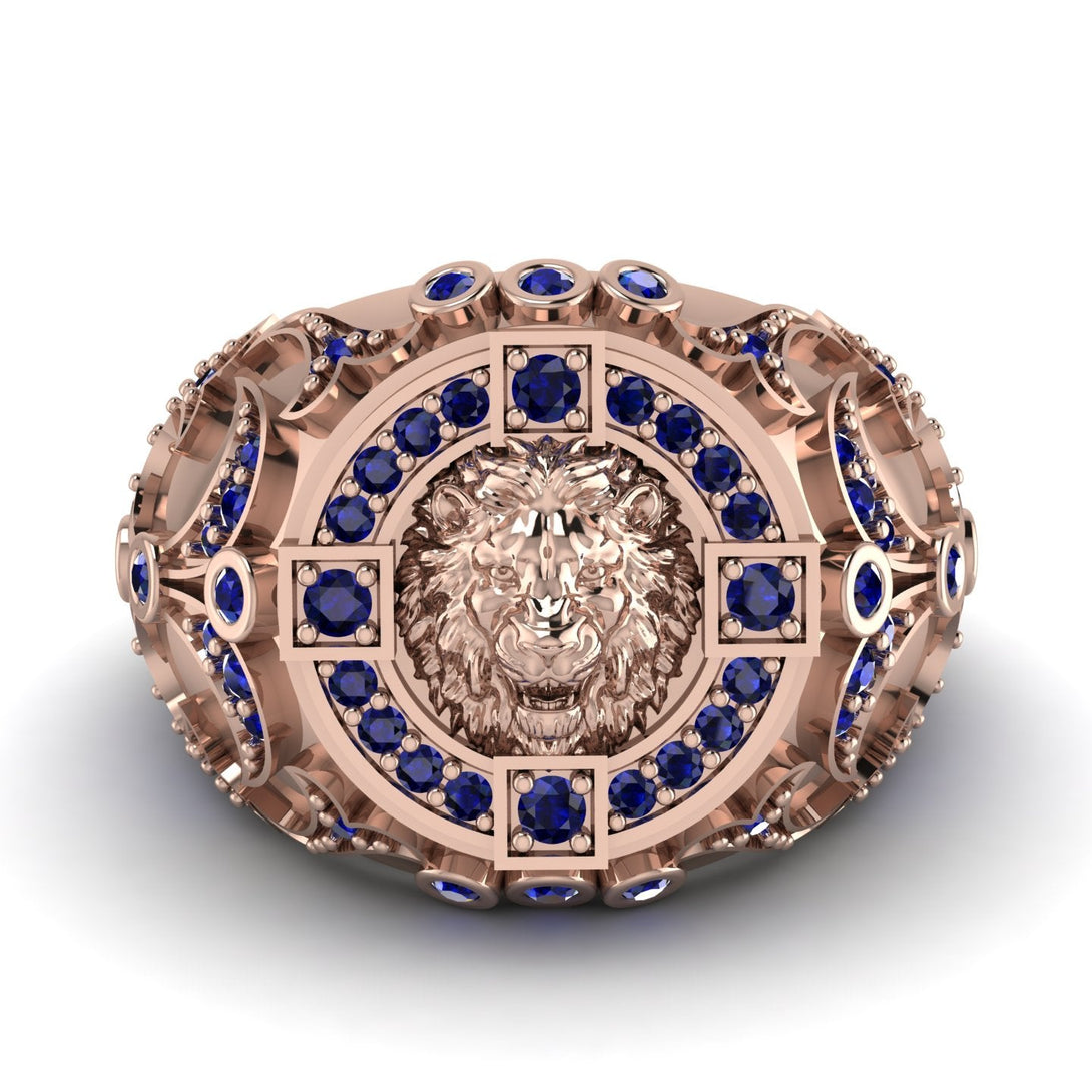 Sapphire Royal Lion Men Signet Ring - Terry No. 14
