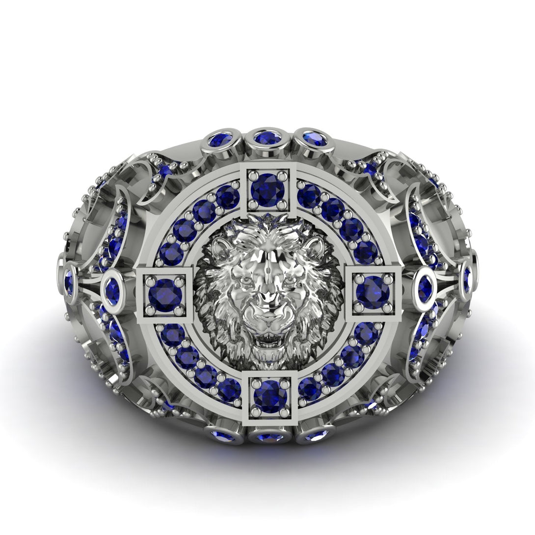 Sapphire Royal Lion Men Signet Ring - Terry No. 15