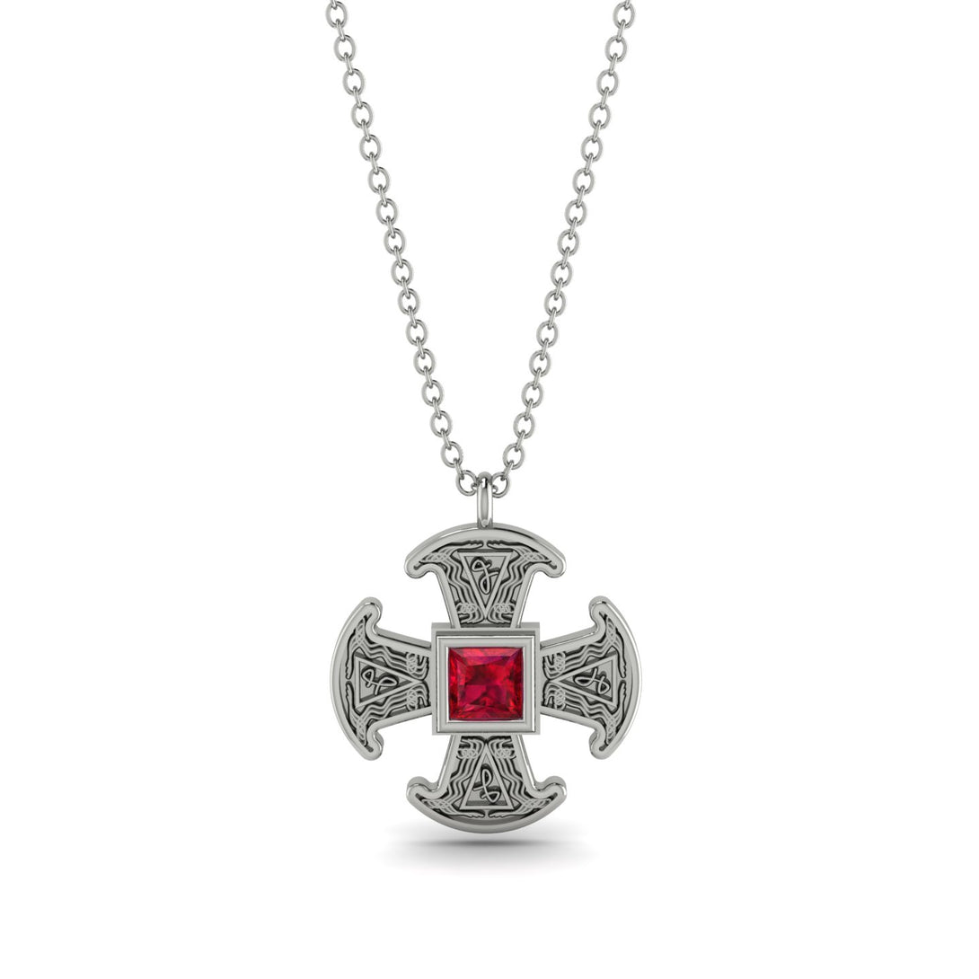 Celtic Cross Ruby Necklace - Thomas No. 12