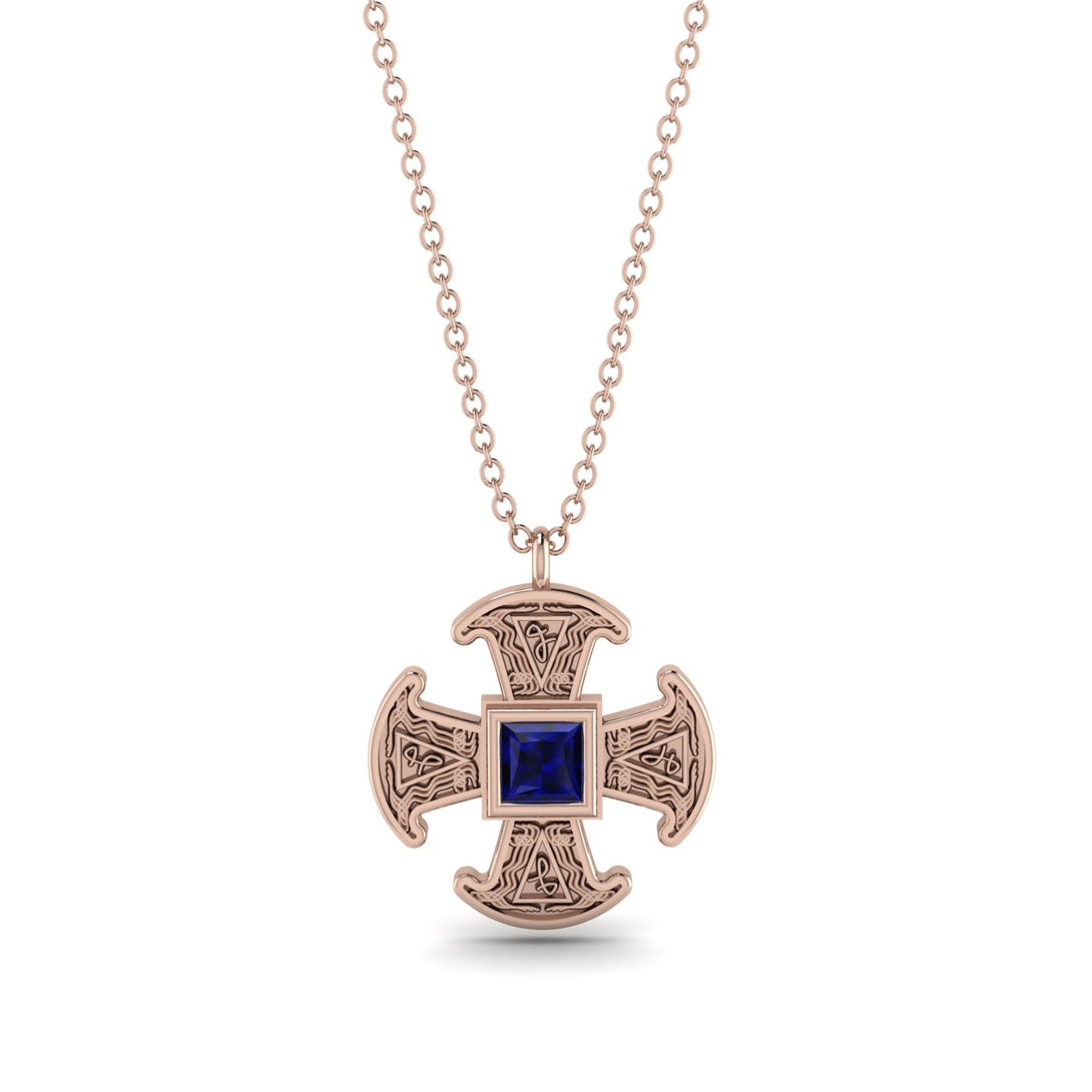 Celtic Cross Sapphire Necklace - Thomas No. 14