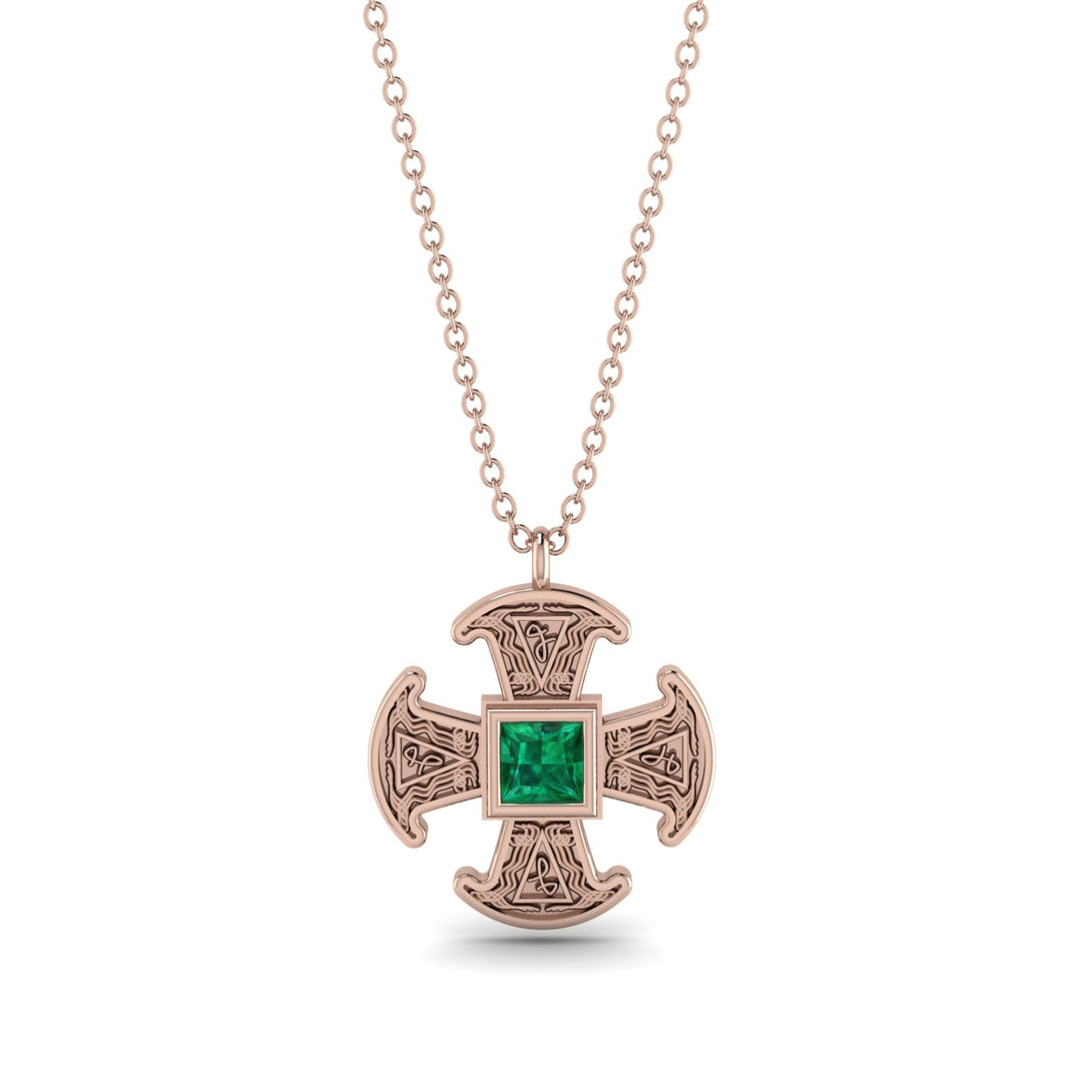 Celtic Cross Emerald Necklace - Thomas No. 5