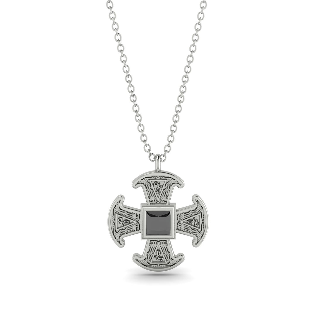 Celtic Cross Black Diamond Necklace - Thomas No. 9