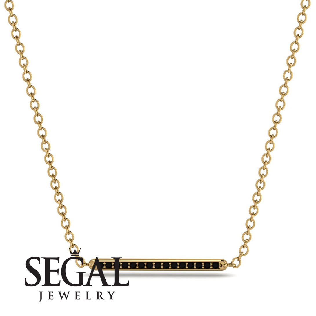 Channel Micro Pave Black Diamond Necklace - Nyla No. 7