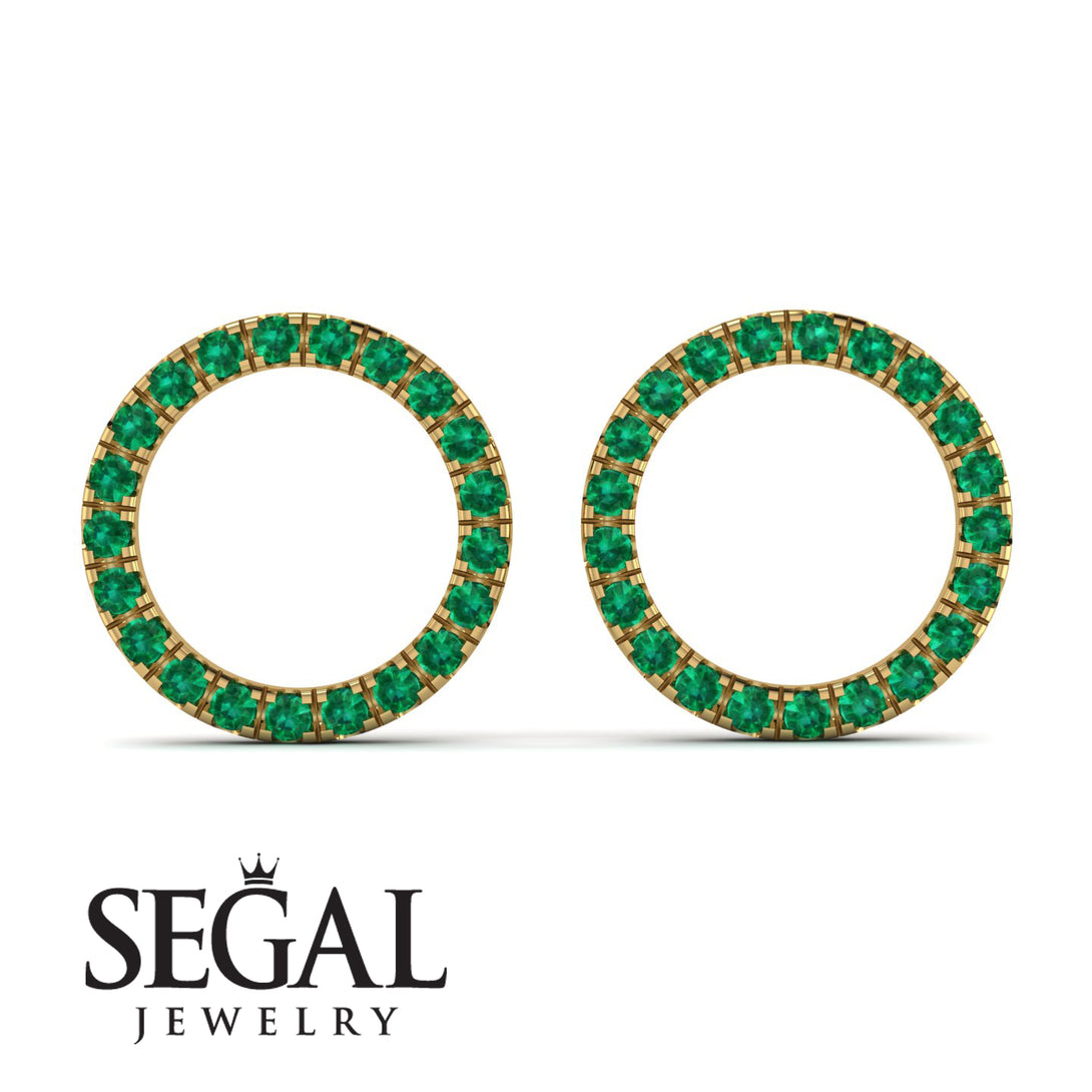 Circle Stud Emerald Earring - Lucille No. 4