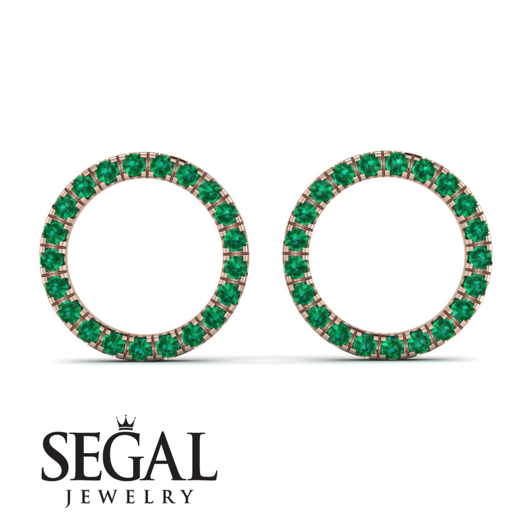 Circle Stud Emerald Earring - Lucille No. 5