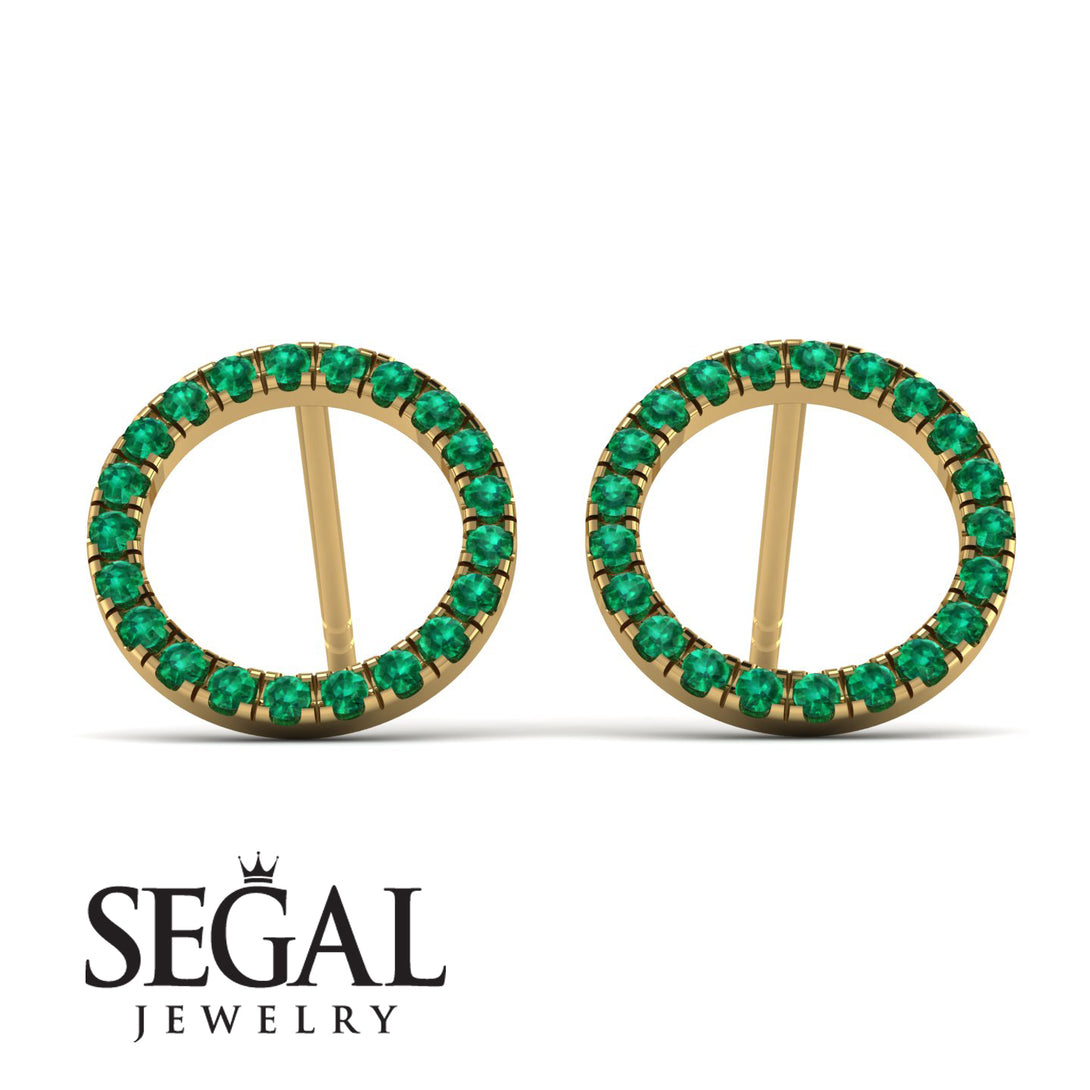 Circle Stud Emerald Earring - Lucille No. 4