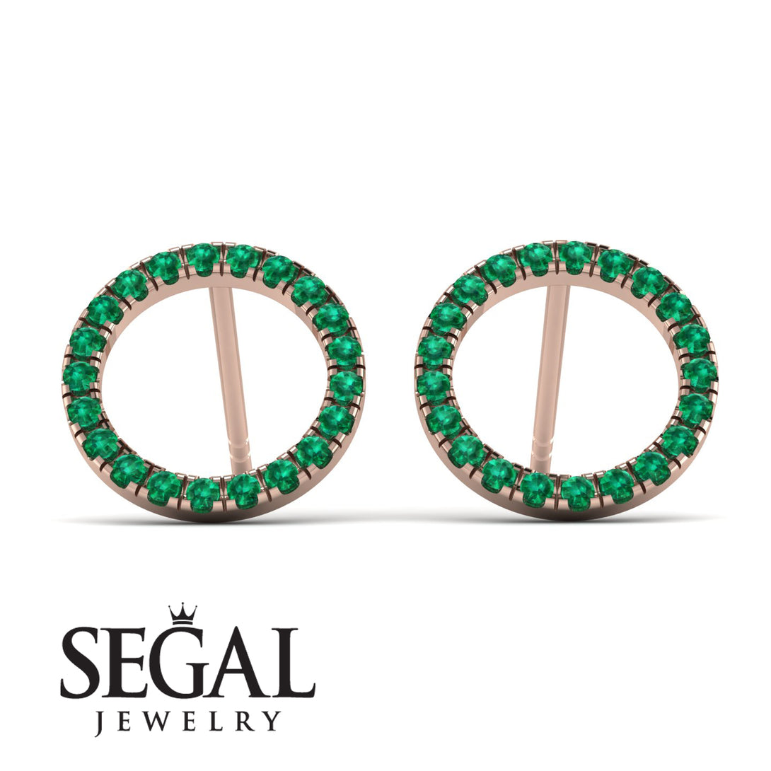 Circle Stud Emerald Earring - Lucille No. 5