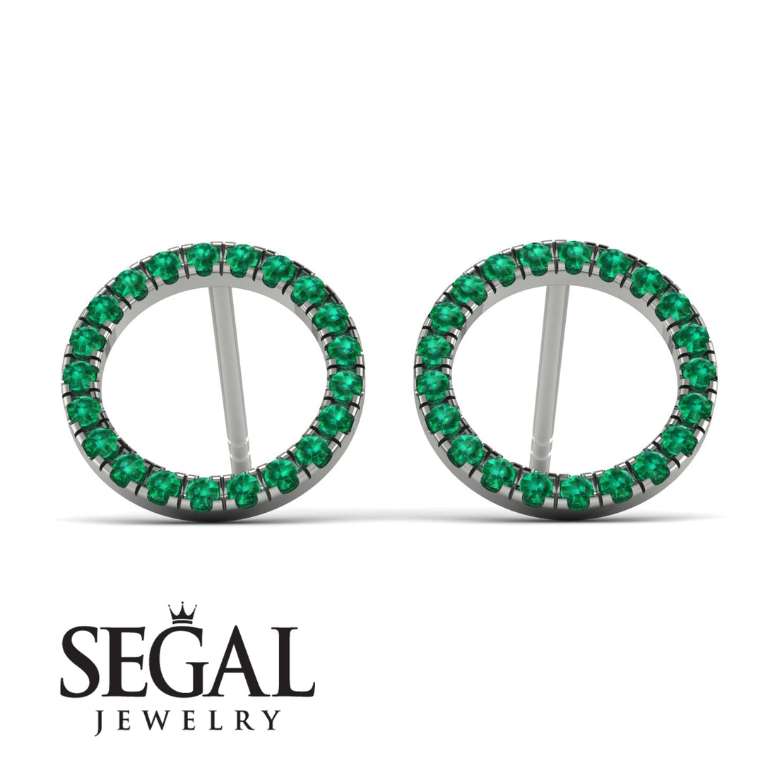 Circle Stud Emerald Earring - Lucille No. 6